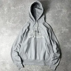 00s Champion 3段 カレッジ プリント オリジナル リバースウィーブ スウェット フード パーカー M / 00年代 オールド チャンピオン グレー