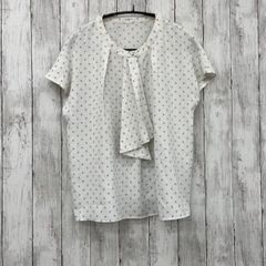 【 GLACIER 】グラシア フレンチボウタイブラウス  総柄 ホワイト Mサイズ