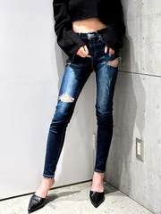 GYDA ジェイダ デニム パンツ ミドルウエストSIDE RIPPED スキニー デニムパンツ 伸縮 ストレッチ 072442470701 072512470701 M/W SIDE RIPPED skinny denim pants