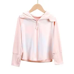 ☆ ピンク×グラデーション ☆ 2XL(120cm) ☆ キッズ ラッシュガード アウター パーカー ラッシュガード キッズ 長袖 長袖ラッシュガード フードあり 接触冷感 吸水速乾 男女兼用 シンプル 冷房対策 軽量 軽い おしゃれ かわいい 涼しい 快適