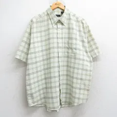 XL/古着 バンヒューセン 半袖 シャツ メンズ 大きいサイズ ボタンダウン 黄緑他 チェック 25may28 中古 トップス