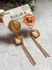 519≫レトロボタンの2wayピアス