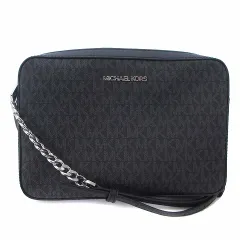 マイケルコース MICHAEL KORS タグ付き JET SET ITEM LG EW CROSSBODY 35F8STTC3B ショルダーバッグ クロスボディ チェーン ロゴ 総柄 PVC ブラック 黒 鞄 ■GY17