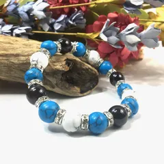 ガーネット×ハウライト×ターコイズ パワーストーンブレス 10mm（シルバー）メンズ・レディース 男性・女性 数珠ブレス 開運  [3]