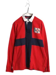 【お得なクーポン配布中!】 90s ポロ ラルフローレン 長袖 ラガーシャツ メンズ L / 古着 オールド ラグビーシャツ 長袖シャツ ワンポイント ヘビーウェイト ツートン