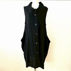 アンドゥムルメステール　ノースリーブロングパーカー　ワンピース　黒　34 アンドゥムルメステール ノースリーブロングパーカー ワンピース 黒 34