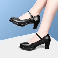 ☆ ブラック×6cmヒール ☆ 37(23.5cm) ☆ ハイヒール パンプス 太ヒール ハイヒール パンプス プラットフォームパンプス 太ヒール おしゃれ ストラップ ヒール フォーマル 上品 結婚式 卒業式 セレモニー 厚底 チャンキーヒール 入学式