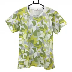 【超美品】ルコック Tシャツ 白×ライトグリーン×イエロー 総柄 レディース L ゴルフウェア le coq sportif