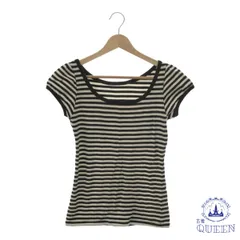 【訳アリ】 Tシャツ カットソー トップス 半袖 フレンチスリーブ カジュアル シンプル おしゃれ レディース ブラック ホワイト ボーダー 901-7470 送料無料 古着