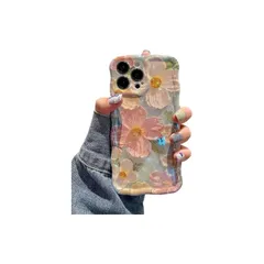 QLTYPRI iPhone 13ケースTPUカバー おしゃれ 韓国 可愛い 花柄 薄型 軽量 耐衝撃 スマホケース ストラップホール付き ワイヤレス充電対応 アイフォン13 ケース 6.1インチ 対応 - グリーン 0
