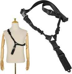 fogman スリング サバゲー 1点支持 ライフル エアガン 弾性ゴム 軽量ナイロン 長さ調整(ブラック)