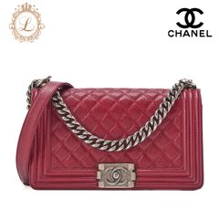 美品CHANELマトラッセ ターンロック キャビアスキン赤ゴールドウエストバック CHANEL シャネル チェーンショルダーバッグ マトラッセ ターン