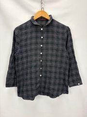 Mademoiselle NON NON コットン混 フランネル パイピング チェック 長袖シャツ サイズⅬ 40 D0394FB0002 07081002 02
