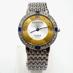 ✨新品、保管品✨PER VALENTINO ゴールド プラチナ 文字盤 SS K24 5Pダイヤ 2500本限定 アナログ クォーツ QZ ウォッチ