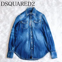 【極美品】DSQUARED2 デニムシャツ　ダメージ加工　デザイナーズ　イタリア ディースクエアード DSQUARED2 ペイントダメージ加工 デニム