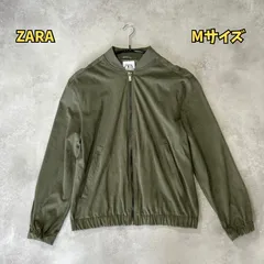 ZARA　ザラ　アウター　ブルゾン　ノーカラー　カーキ　スウェード生地　Mサイズ　レディース　ミリタリー風　MA-1風【B-3】