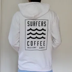 新作★人気★希少品 SURFERS COFFEE フーディー  プルオーバーパーカ 裏起毛 ホワイト M~XLサイズ 送料無料 HD-SC-WT サーファーズコーヒー