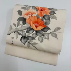 名古屋帯 作家物 塩瀬 上品な花 染め 九寸 正絹 着物 MA-349