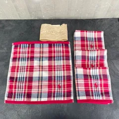 未使用品 RALPH LAUREN  ラルフローレン ハンドタオル 4枚組 綿100％ 赤チェック柄 / 58828 在★19