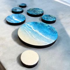 <7枚丸型ボード> N008 超立体  沖縄の海 レジンアートボード　美ら海　オーシャンアート