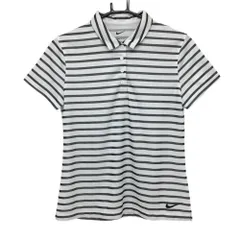 ★特価★【美品】ナイキ 半袖ポロシャツ 白×黒 ボーダー DRI-FIT  レディース M ゴルフウェア NIKE