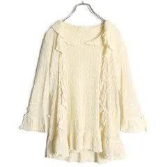 【美品】インゲボルグ★透かし編み♪二点セット カーディガン&半袖ニット サイズM アイボリー系 麻混♪z14831