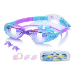 [MiniAya]水泳ゴーグル子供スイムゴーグルスイミングゴーグル2-16歳水中メガネ曇り止め紫外線カットUVカットミラー加工柔らかシリコン水漏れ防止耐働撃軽量クリア調整ベルト耳栓取り外し…