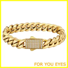 【人気商品】KRKC&CO 喜平ブレスレット メンズブレス 12mm ステンレス マイアミ キューバンチェーン 18金メッキ キヘイ 男性 腕輪 ジルコニア 金属アレルギー対応 ラッパー ダンサー B系 ヒップホップ アクセサリー