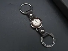 ■新品同様■ Mercedes Benz メルセデスベンツ レザー キーホルダー キーリング チャーム メンズ レディース ブラウン系 AZ9051
