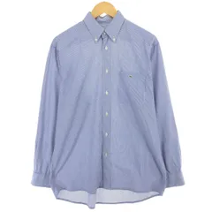 古着 90年代 ラコステ LACOSTE フレンチラコステ 長袖 ボタンダウンストライプシャツ フランス製 39 メンズL相当 ヴィンテージ/eaa485101