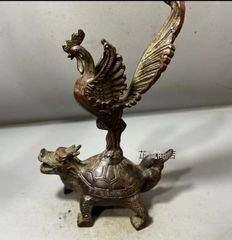 銅器 銅製 金鶏独立竜亀 置物 茶道具 装飾品 工芸品 美術品 置物 銅器 銅製 金鶏独立竜亀 置物 茶道具 装飾品 工芸品 美術品 置物