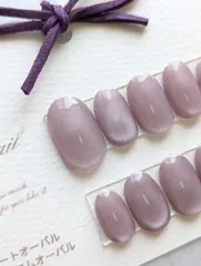 現品　パープル　マグネット　ネイルチップ　ショートオーバル　Lサイズ