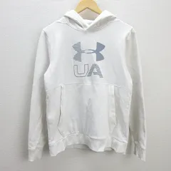 G■アンダーアーマー/UNDER ARMOUR ビッグロゴプルオーバーパーカー/1299143【MD】白/men's/67【中古】■