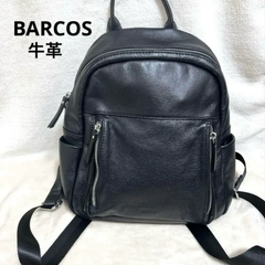 BARCOS バルコス シボ革 牛革 シュリングレザー リュック バックパック 黒