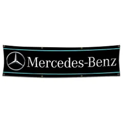 メルへデスベンツ　旗　2枚 Mercdes-Benz フラッグ 全2色 バナー 旗 タペストリー ウォール
