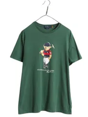 【お得なクーポン配布中!】 ポロベア ポロ ラルフローレン プリント 半袖 Tシャツ メンズ М / 古着 キャラクター カットソー トップス コットン シングルステッチ 緑