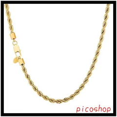 金メッキ ステンレス ネックレスチェーンのみ チェーンネックレス ハワイアンジュエリー メンズ シンプル 幅2.5/4/6mm 男女兼用 フレンチロープチェーン アクセサリー KRKC&CO 46/51/61cm