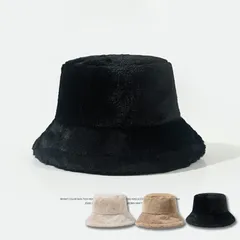 バケットハット レディース 秋冬 帽子 フェイクファー モコモコ ふわふわ 暖かい 防寒 シンプル 旅行 アウトドア ギフト プレゼント ⚫︎black⚫︎ /全国送料無料/ /在庫少量/ /追跡で安心お届け/ ♣
