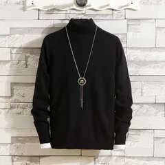 ニット タートルネック メンズ タートルニット セーター ハイネック 長袖 リブ編み 切り替え リブニット 無地 トップス 秋冬 メンズファッション qyfs345