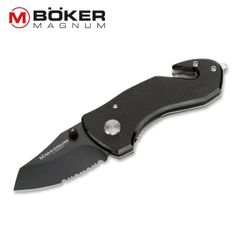 ボーカーマグナム BOKER レスキューナイフ ポケットナイフ コンパクトナイフ 折り畳みナイフ フォールディングナイフ シートベルトカッター ガラスクラッシャー ライナーロック 半波刃 サバイバル キャンプ アウトドア 釣り 救助 消防 01MB456