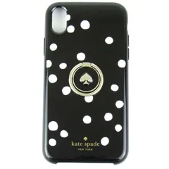新品kate spade⭐️iPhone15リング付スマホケース　スペード花　黒 kate spade】リング付☆スペードフラワー*iPhone 15 各種対応
