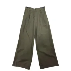 CLOCHE カーキ バンディング ワイド パンツ 02 コットン 100 %