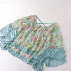Balcony and moon Bed バルコニーアンドベッド フラワープリント 切替シフォンブラウス/グリーン【2400013403283】のサムネイル