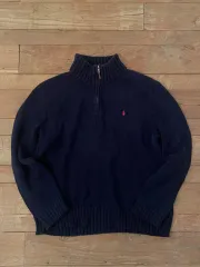 ポロ ハーフジップアップ ネイビー xxl