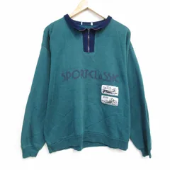 L/古着 長袖 ハーフジップ スウェット メンズ 90s 車 バイク モックネック ハイネック 緑 グリーン 霜降り 25oct03 中古 スエット トレーナ