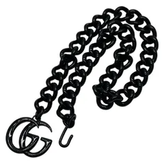 グッチ  バーニッシュメタル GGマーモント チェーンリンクベルト ダブルG GG メタル ブラック 黒