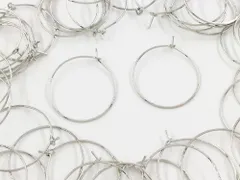 フープ ピアス　パーツ　シルバー　25mm　50個　フープ金具　AP0719