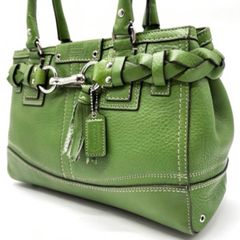 COACH コーチ ショルダーバッグ サッチェル レザー ライムグリーン
