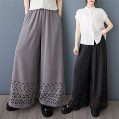 未使用 パンツ ワイドパンツ 新作 レディース ワイドパンツ パンツドレス ワイド ロング 透け感 メッシュ 体型カバー 9分丈 ボトムス デザイン感 春 夏 着痩せ 重ね着 おしゃれ ゆったり カジュアル 大人 通勤 OL xzzhang215