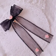 ❤️285スカラップレースリボンポニーフック❤️ブラック